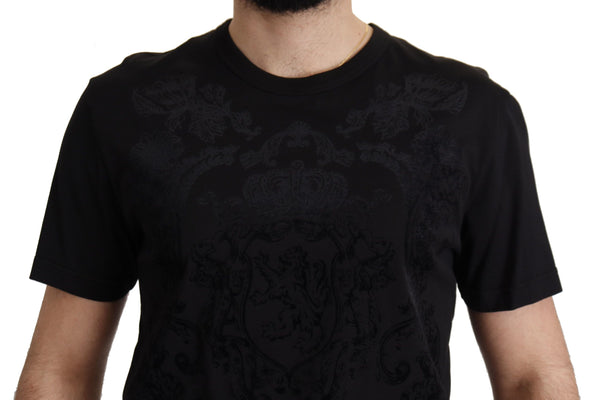 Elegantes schwarzes Barock -Crewneck -T -Shirt