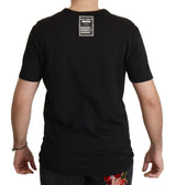 Elegante camiseta de cuello de tripulación de barroque negro