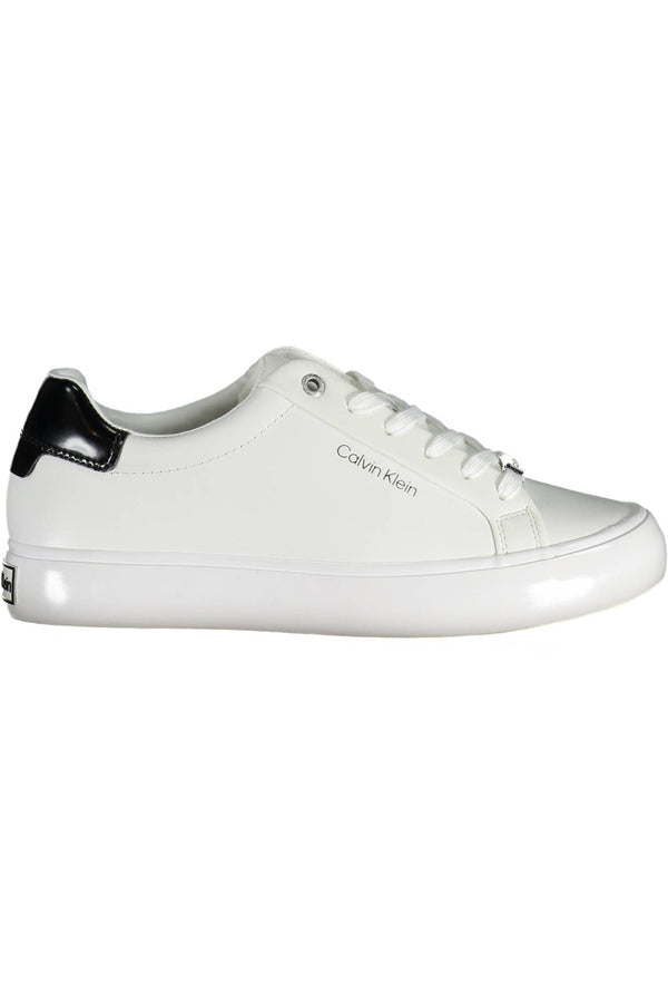 Sleek White Contrasting Lace-up Sneakers