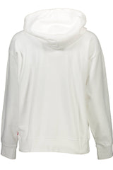 Chic White Cotton Hooded Sweatshirt mit Logo