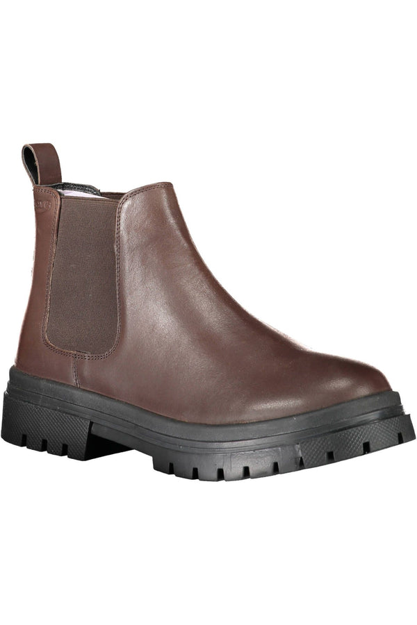 Bottes de cheville brune chic avec détail élastique latéral