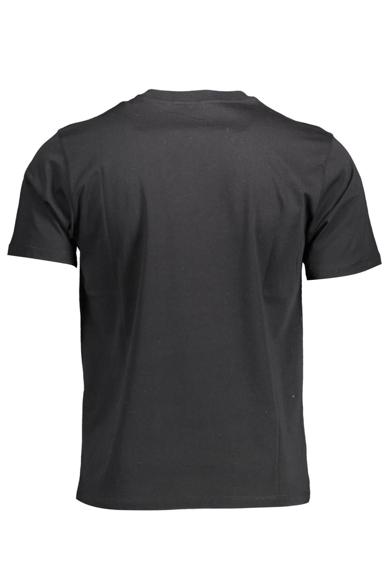 Elegante camiseta de cuello redondo negro con acento logotipo