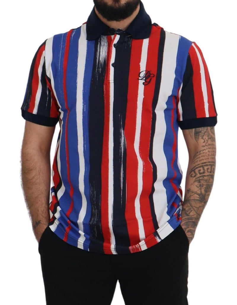 Elegant Striped Cotton Polo T-shirt