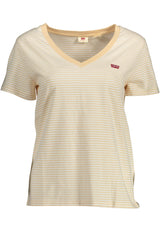 Chic Beige Organic Cotton V-Ausschnitt T-Shirt