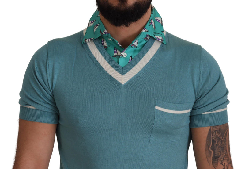 T-shirt de polo en soie élégante avec imprimé à collier de bateau