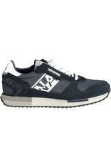 Eleganti sneaker blu con lacci con accento logo