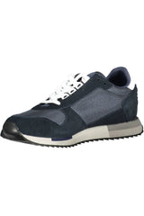 Eleganti sneaker blu con lacci con accento logo