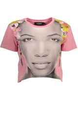 T-shirt en coton embelli rose chic