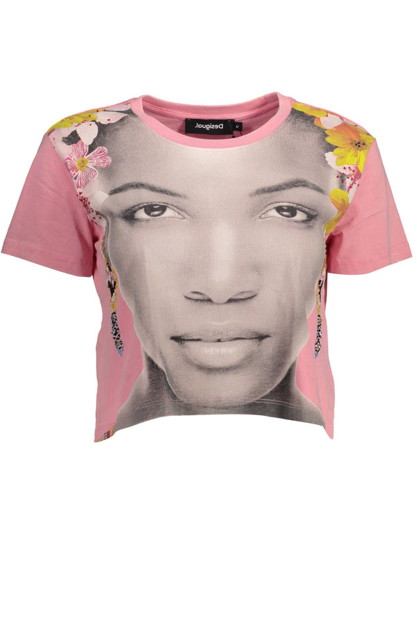 Chic Pink verziertes Baumwoll -T -Shirt