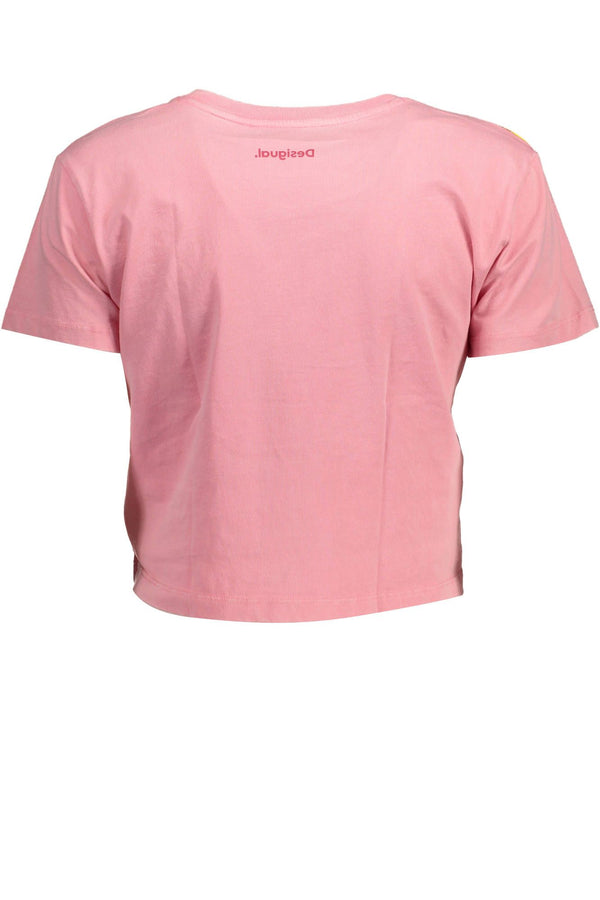 Chic Pink Embellished Cotton Tee