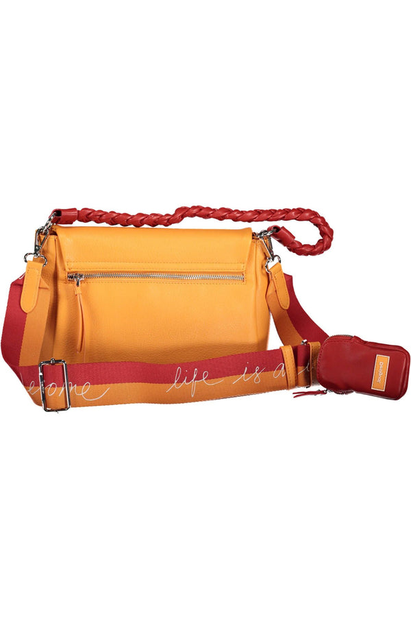 Bolso de hombro naranja elegante con detalles contrastantes