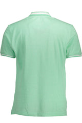 Elegant Green Cotton Polo with Contrasting Accents