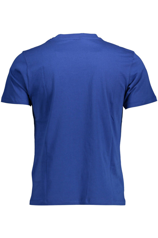 Chic Blue Print Round Neck Tee - κοντό μανίκι