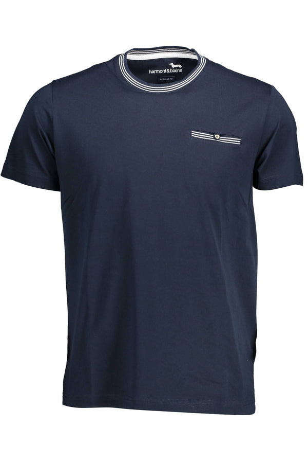 Elegant Crew Neck Pocket Tee in Blue