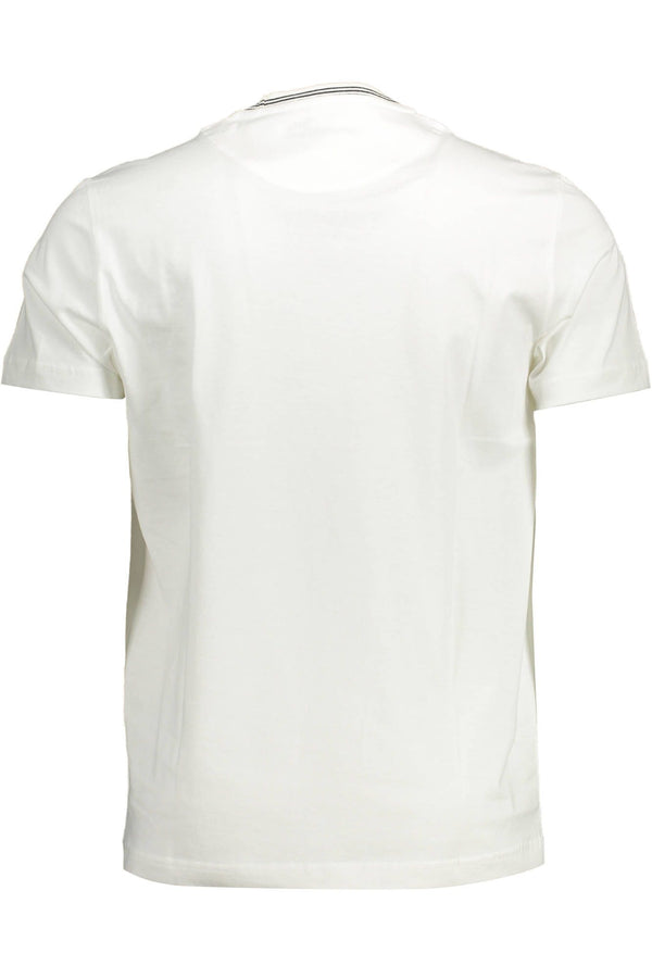 Chic White Cotton Crew Neck Tee with Contrasting Details