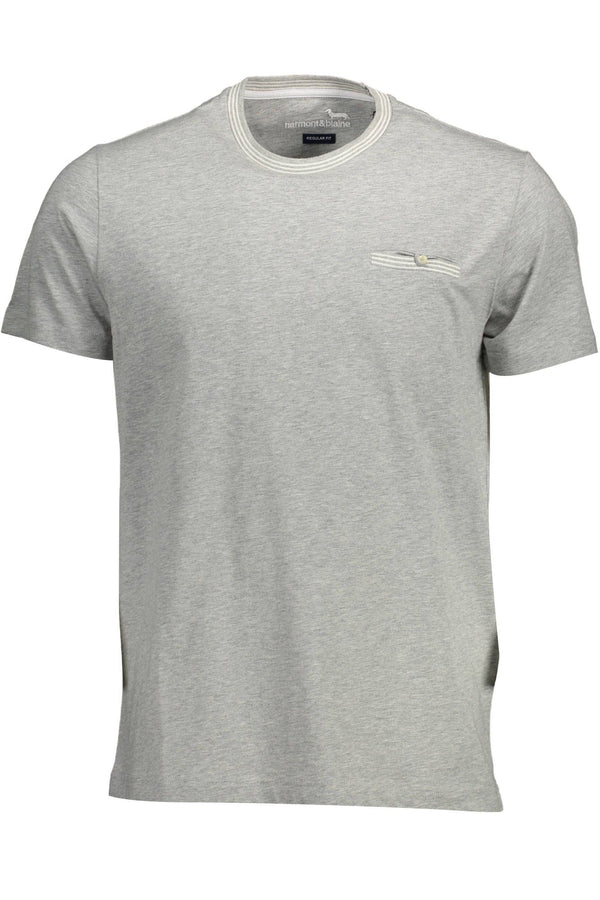 Elegant Gray Cotton T-Shirt with Contrast Details