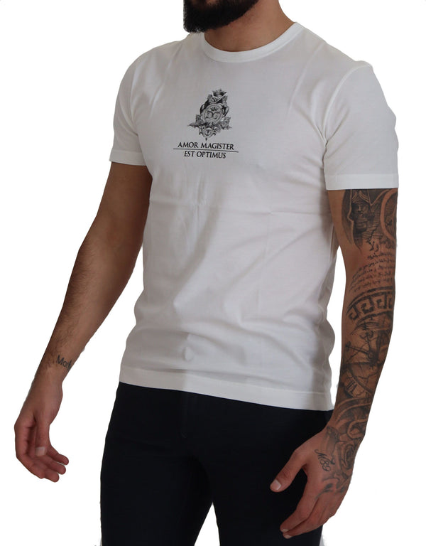 Chic White Logo Print Baumwoll -T -Shirt