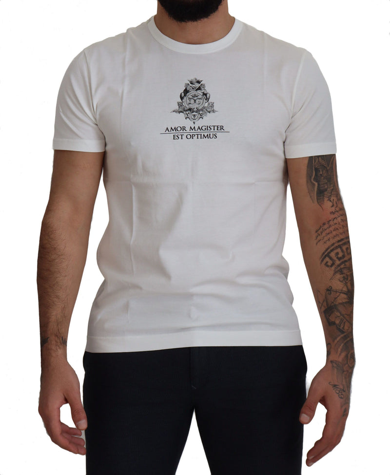 Chic White Logo Print Baumwoll -T -Shirt