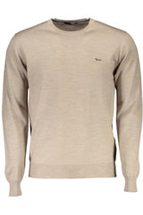 Beige Wool Crew Neck Luxury Sweater