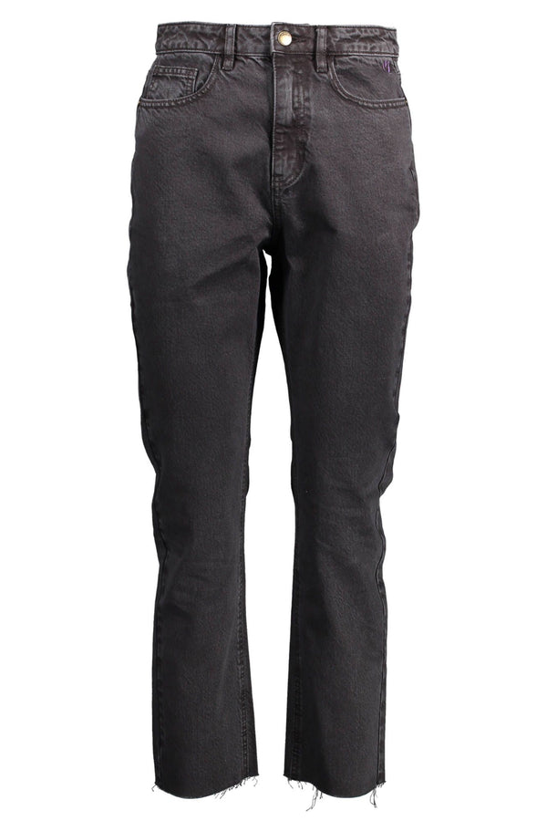 Bestickte schwarze Baumwolljeans mit Signature -Logo