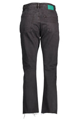 Bestickte schwarze Baumwolljeans mit Signature -Logo