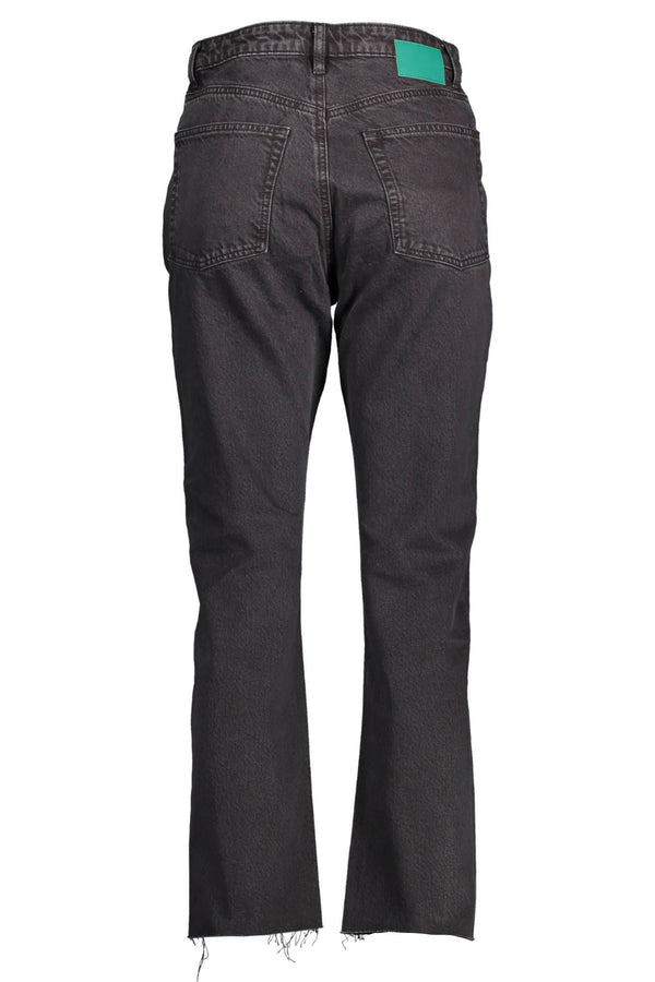 Jeans in cotone nero ricamato con logo firma