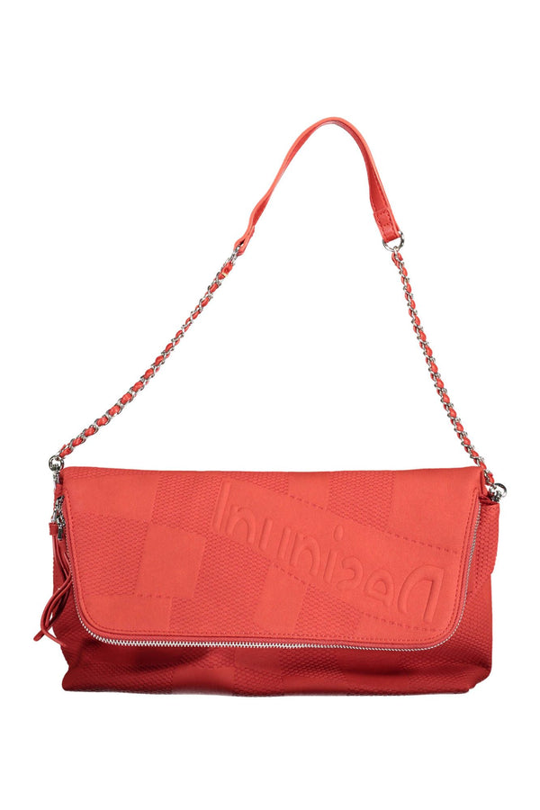 Bolso de poliuretano rojo elegante con múltiples compartimentos