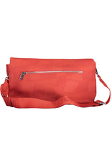 Bolso de poliuretano rojo elegante con múltiples compartimentos