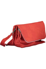 Chic Red Polyurethan Handtasche mit mehreren Fächern