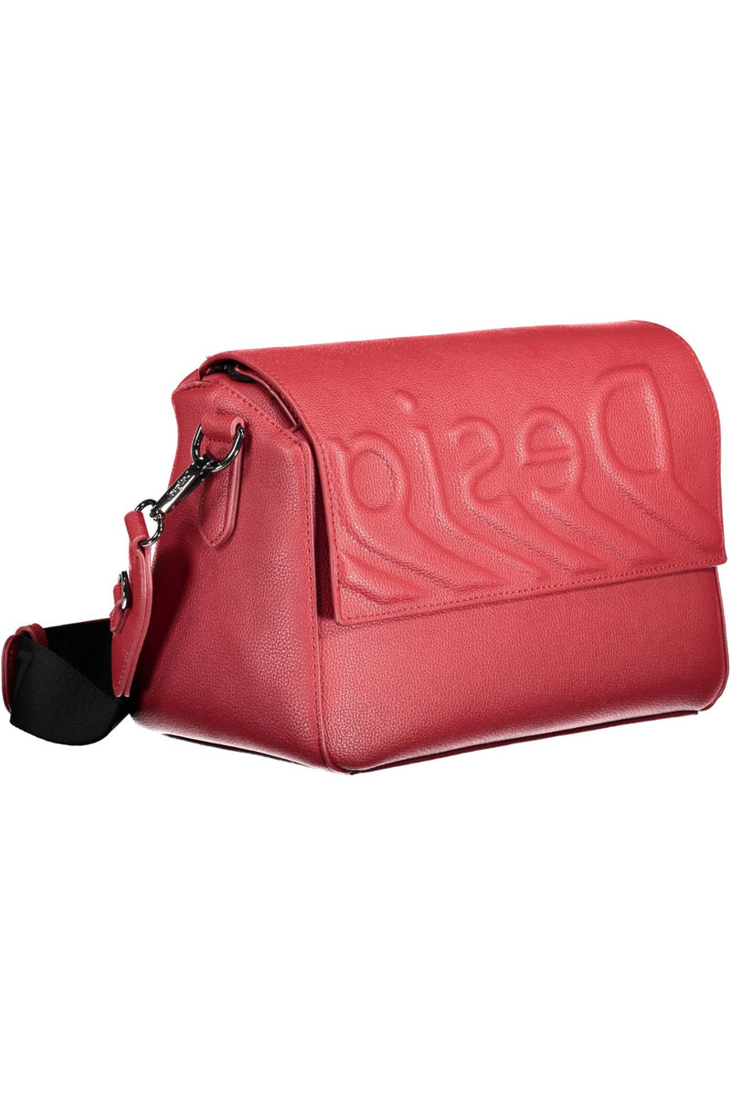 Chic Red Contrasting Detalle Shoulse Bag Shoulder