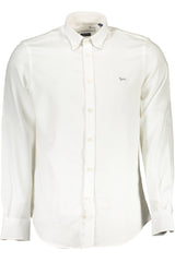 Elegant White Cotton Shirt with Contrasting Cuffs