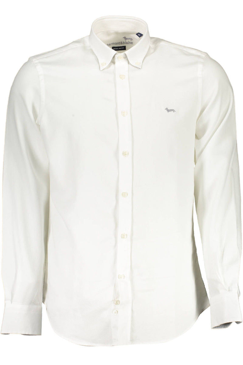 Elegant White Cotton Shirt with Contrasting Cuffs