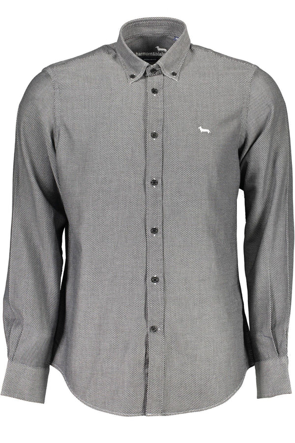 Elegant Black Cotton Men's Tailored Shirt