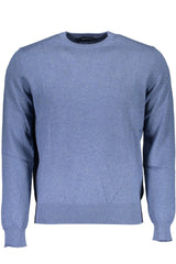 Blue Round Neck Embroidered Sweater