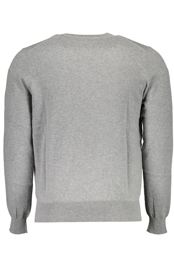 Maglione grigio eco-consapevole con dettaglio del logo