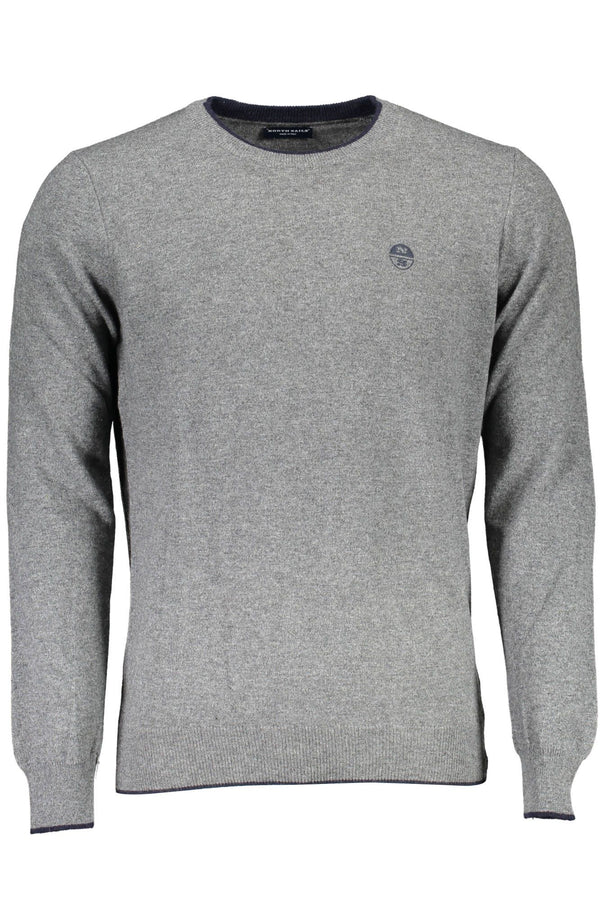 Umweltbewusster grauer Pullover mit bestickten Logo