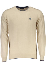 Beige Wool Men Sweater