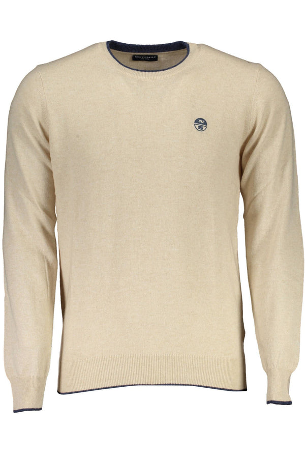 Beige gestickte Crewneck -Pullover