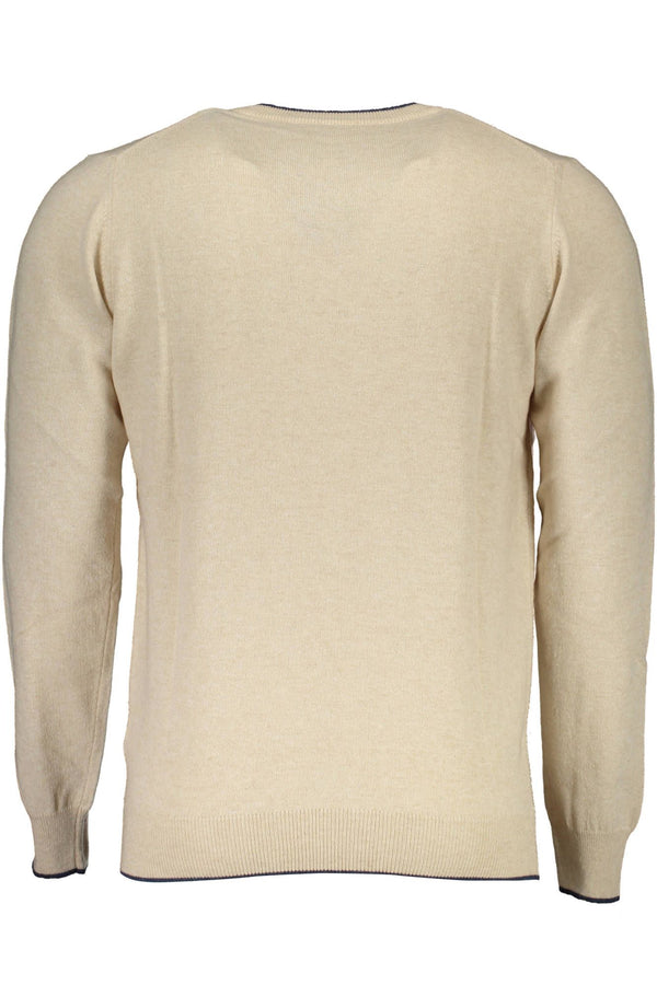 Suéter de cuello redondo bordado beige