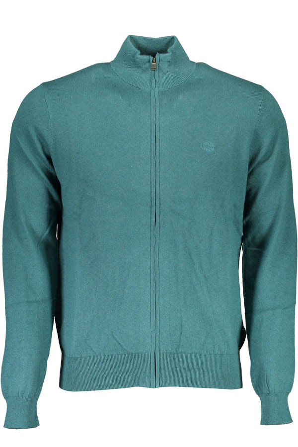 Cardigan zip verde misto di lana con ricamo