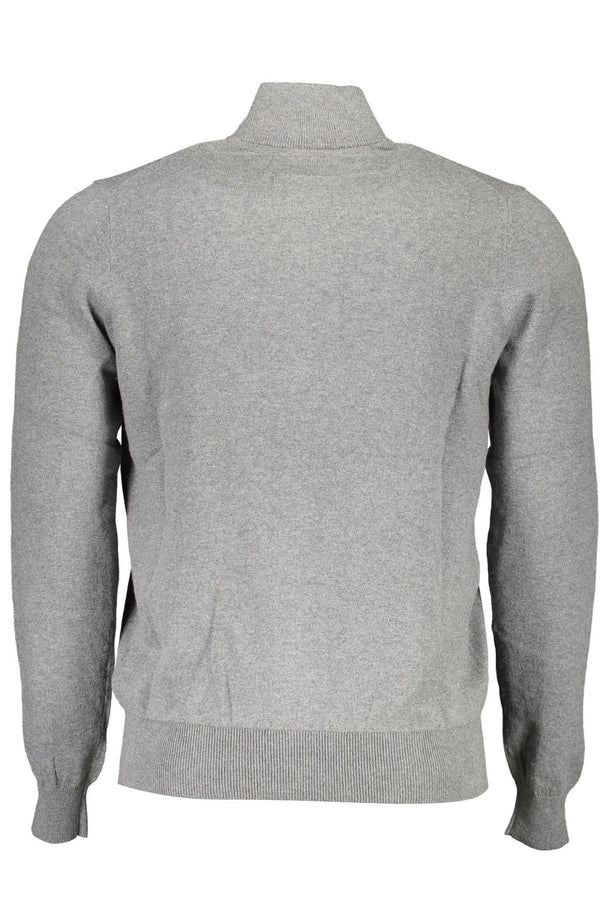 Cardigan élégant gris zip-up avec logo brodé