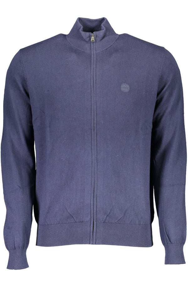 Cardigan zip blu con ricamo logo