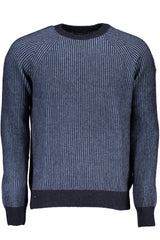 Umweltbewusster blauer Pullover mit Emblem-Details