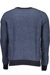 Eco-Conscious Blue Sweater with Emblem Detail