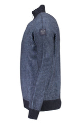 Umweltbewusster blauer Halbzip-Pullover