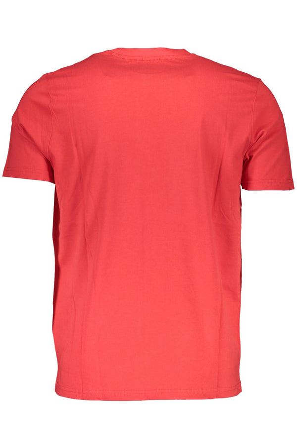 Vibrant Red Round Neck Tee with Logo Detail