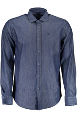 Elegant Blue Cotton Long-Sleeve Shirt