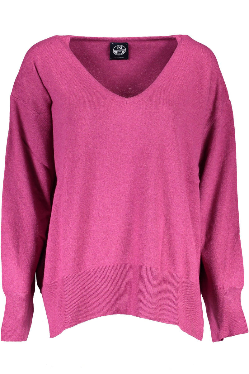 Öko-Chic-Chic Purple Woll Mischpullover mit V-Ausschnitt