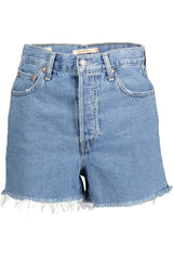 Chic Fransed Hem Denim Shorts in hellblau