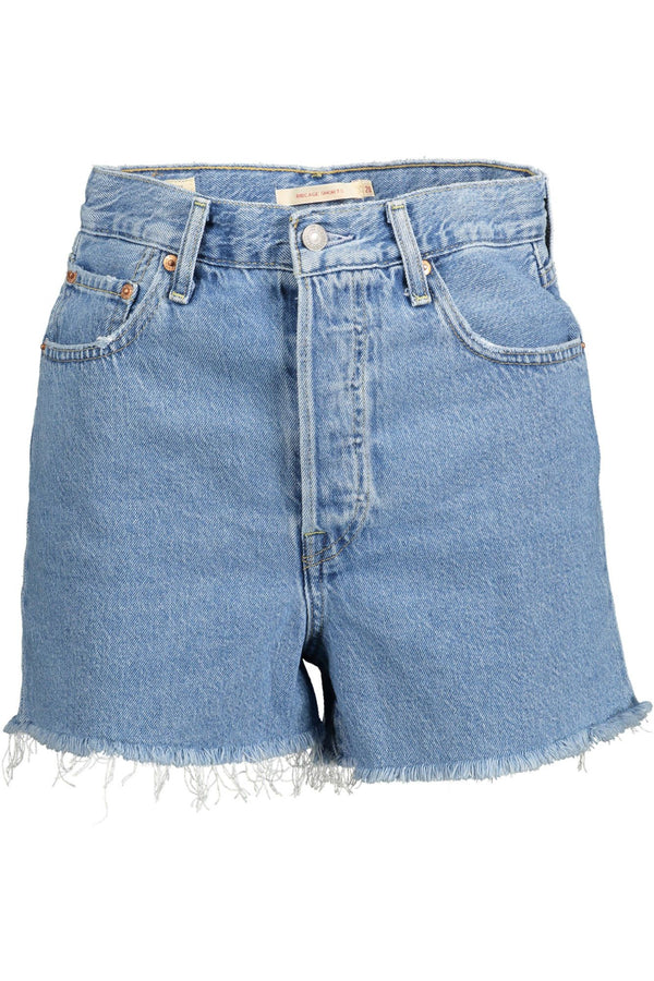 Chic Fransed Hem Denim Shorts in hellblau